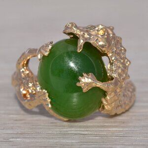 Nephrite Jade Ring in Yellow Gold